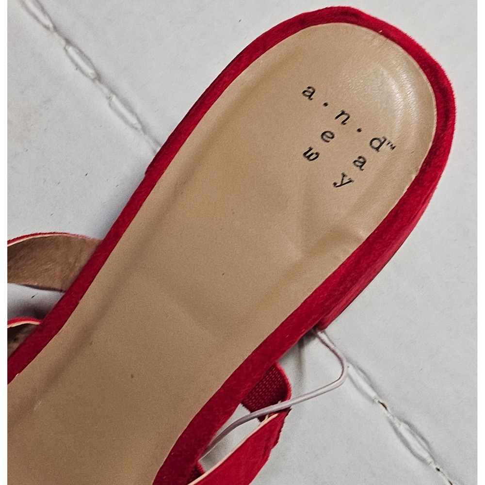A New Day Amali Red Suede Multi Strap Block Heel Sandals Women Size 8 - Picture 7 of 10